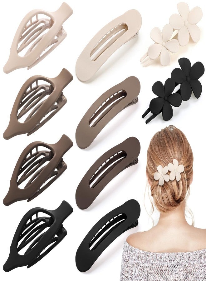 ProSuites 10 Pcs French Flat Hair Clips for Women - 3 Styles Non-slip Flat Claw Clips Matte Hair Claws for Thin Thick Hair - Image 1